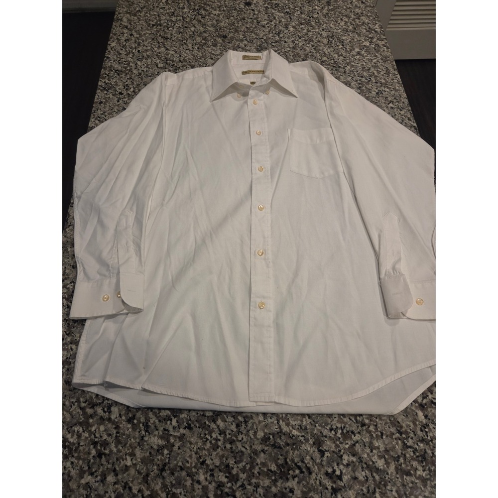 Hill & Archer Mens White Dress Shirt 16.5 32/33 Long Sleeve‎ Button Down Cotton